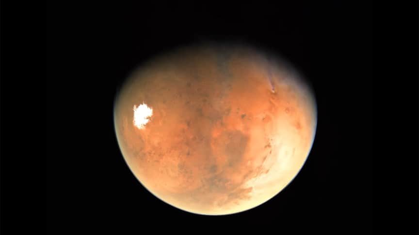 An image of Mars taken by Psyche as it leaves the area.