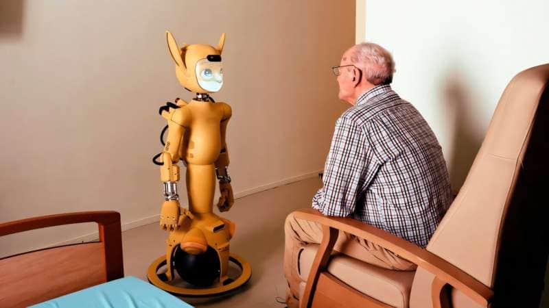 AI-enabled humanoid robots are being designed to provide emotional support and help with tasks such as dressing in long-term care homes for older people. Credit: Unsplash/Enchanted Tools