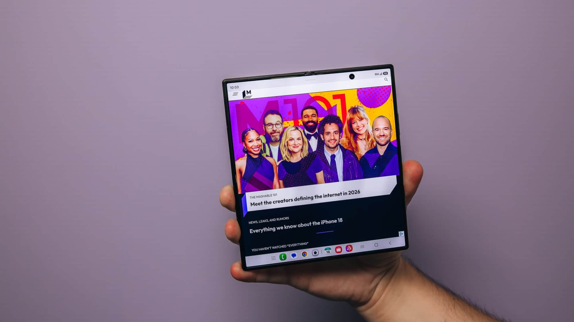 Samsung Galaxy Z Fold 8 Ultra from the front