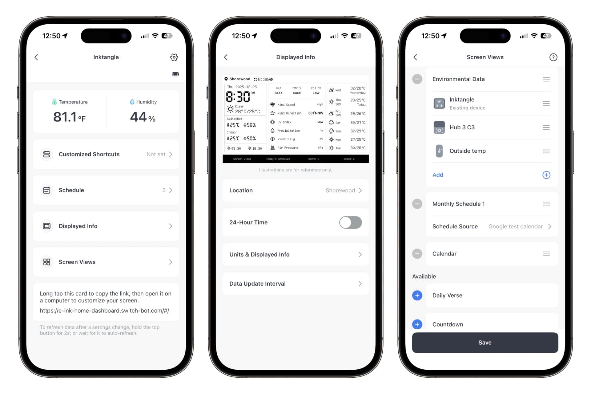 SwitchBot Home Dashboard app views