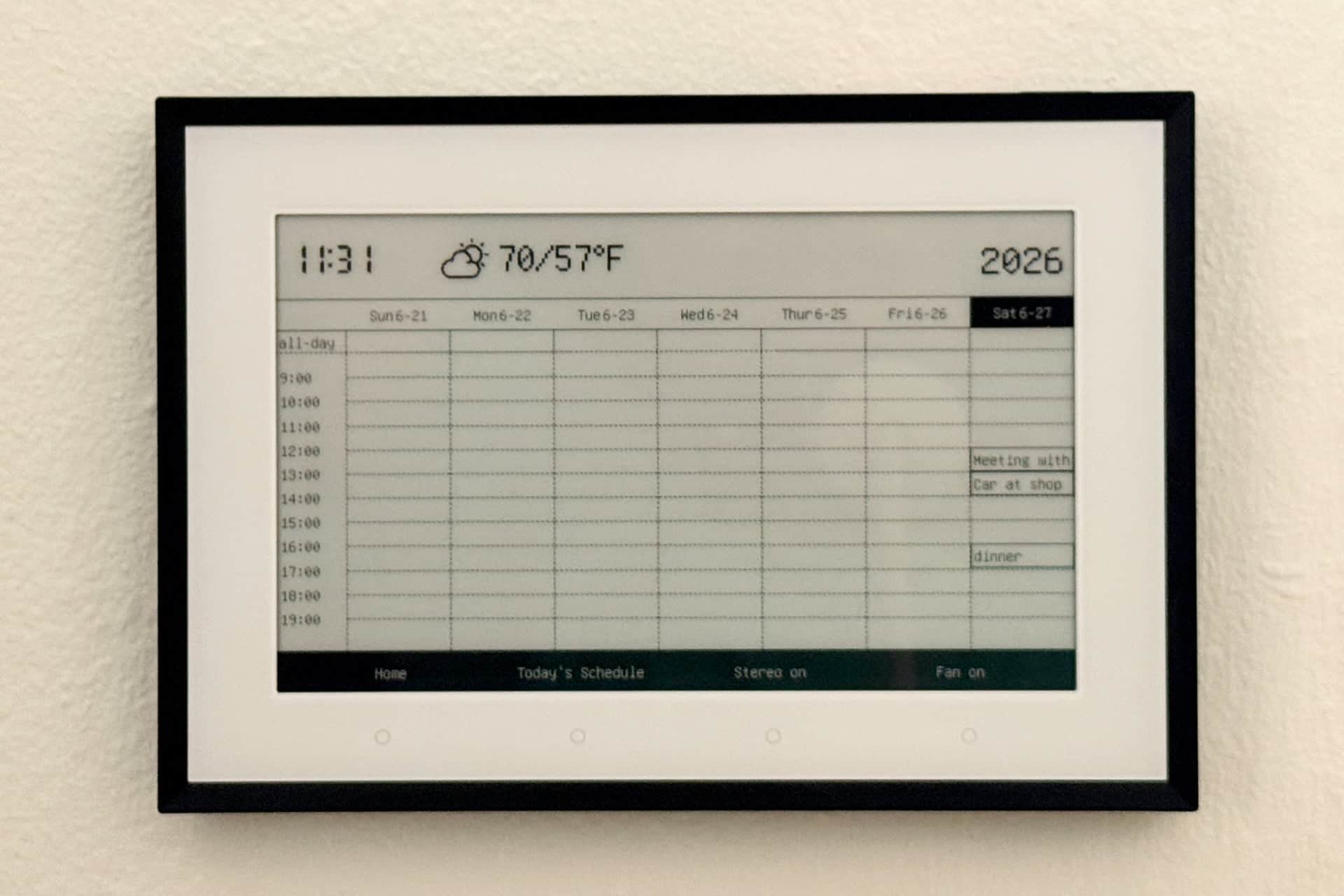The SwitchBot Home Dashboard’s weekly calendar view