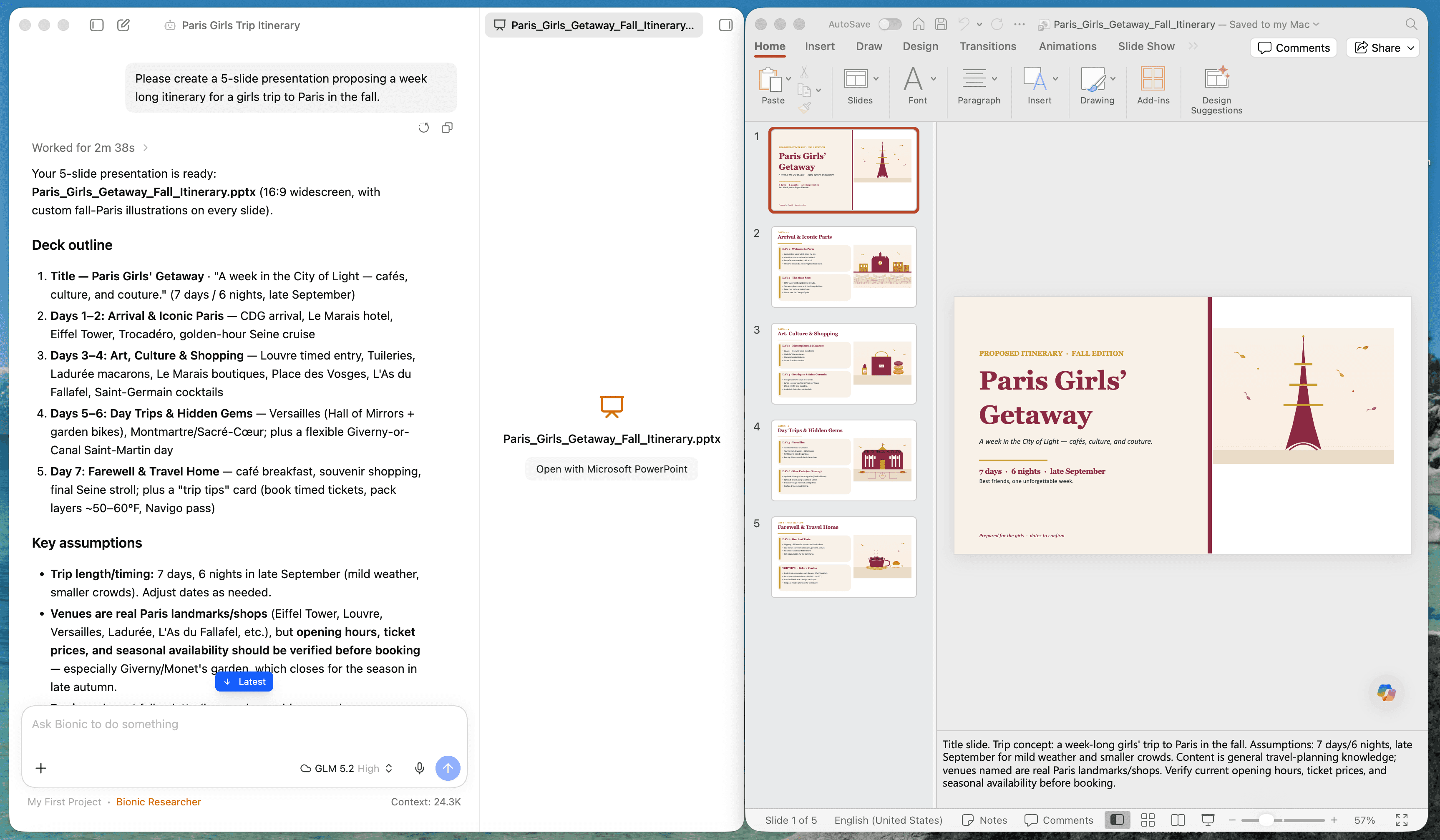 Captura de pantalla de las herramientas de documentos en un proyecto de trabajo