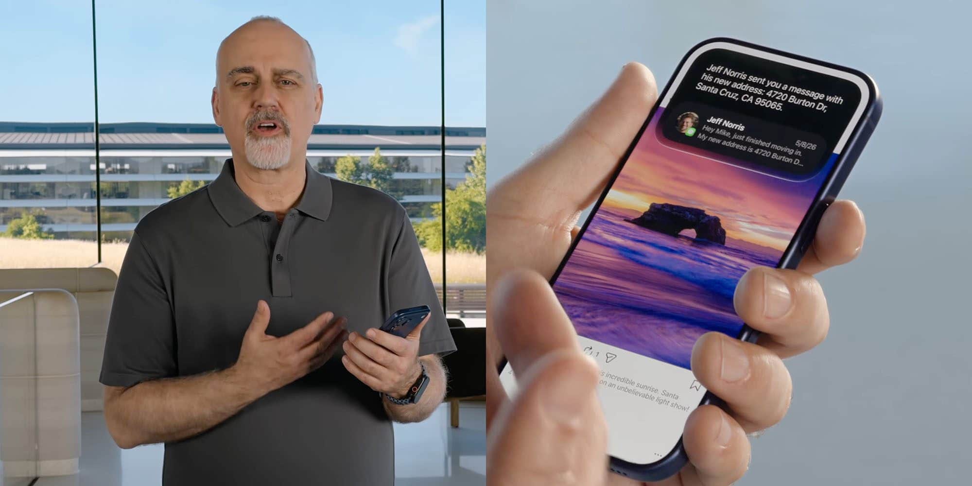 Las demostraciones de Siri en la keynote fueron algo lentas, pero eso es algo positivo — captura de pantalla de una de las demostraciones de Siri