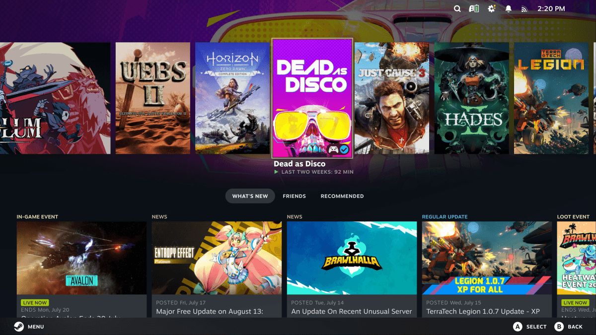 Captura de la biblioteca de la Steam Machine