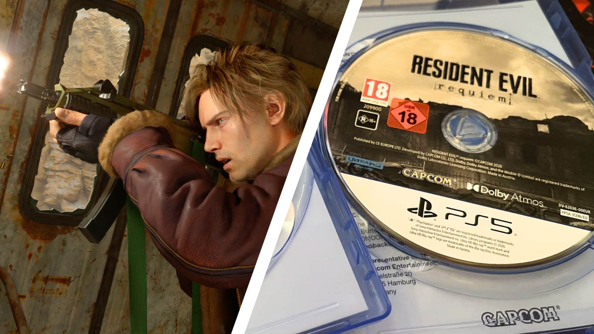 Captura de Resident Evil Requiem y disco del juego