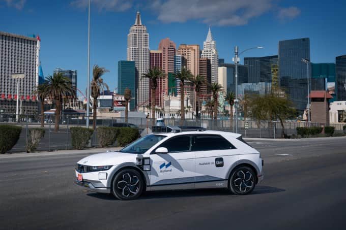A Hyundai IONIQ 5 powered by Motional on Uber’s network in Las Vegas