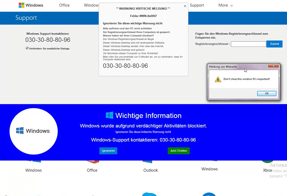 Support-scam phishing — source: Federal Network Agency