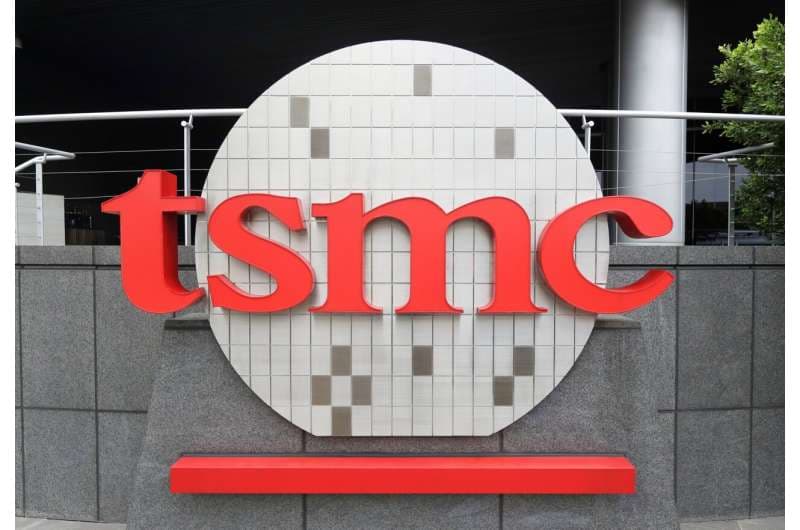 TSMC logo at the company's headquarters in Hsinchu, Taiwan, Oct. 20, 2021. Credit: AP Photo/Chiang Ying-ying, File