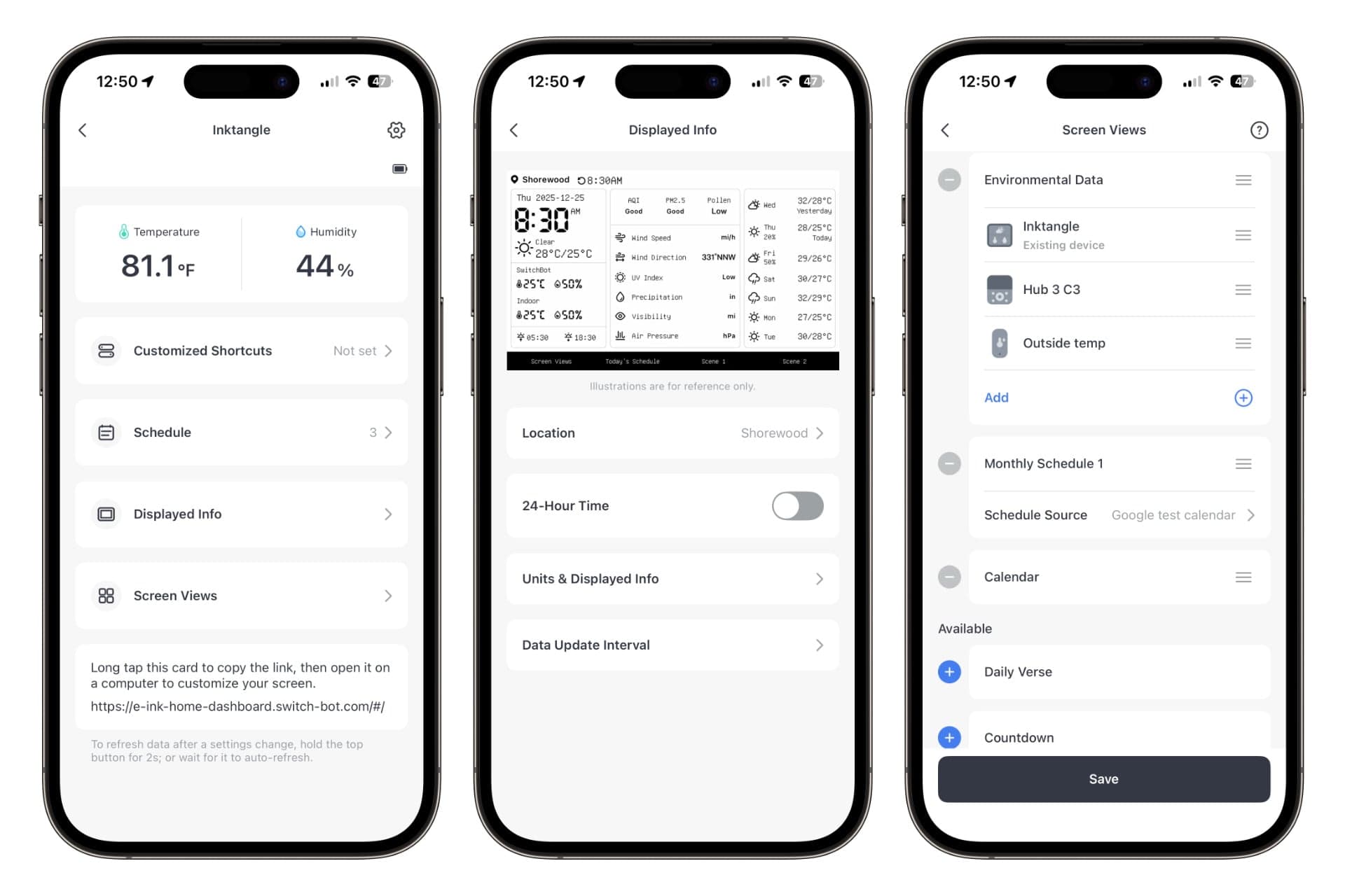 SwitchBot Home Dashboard app views