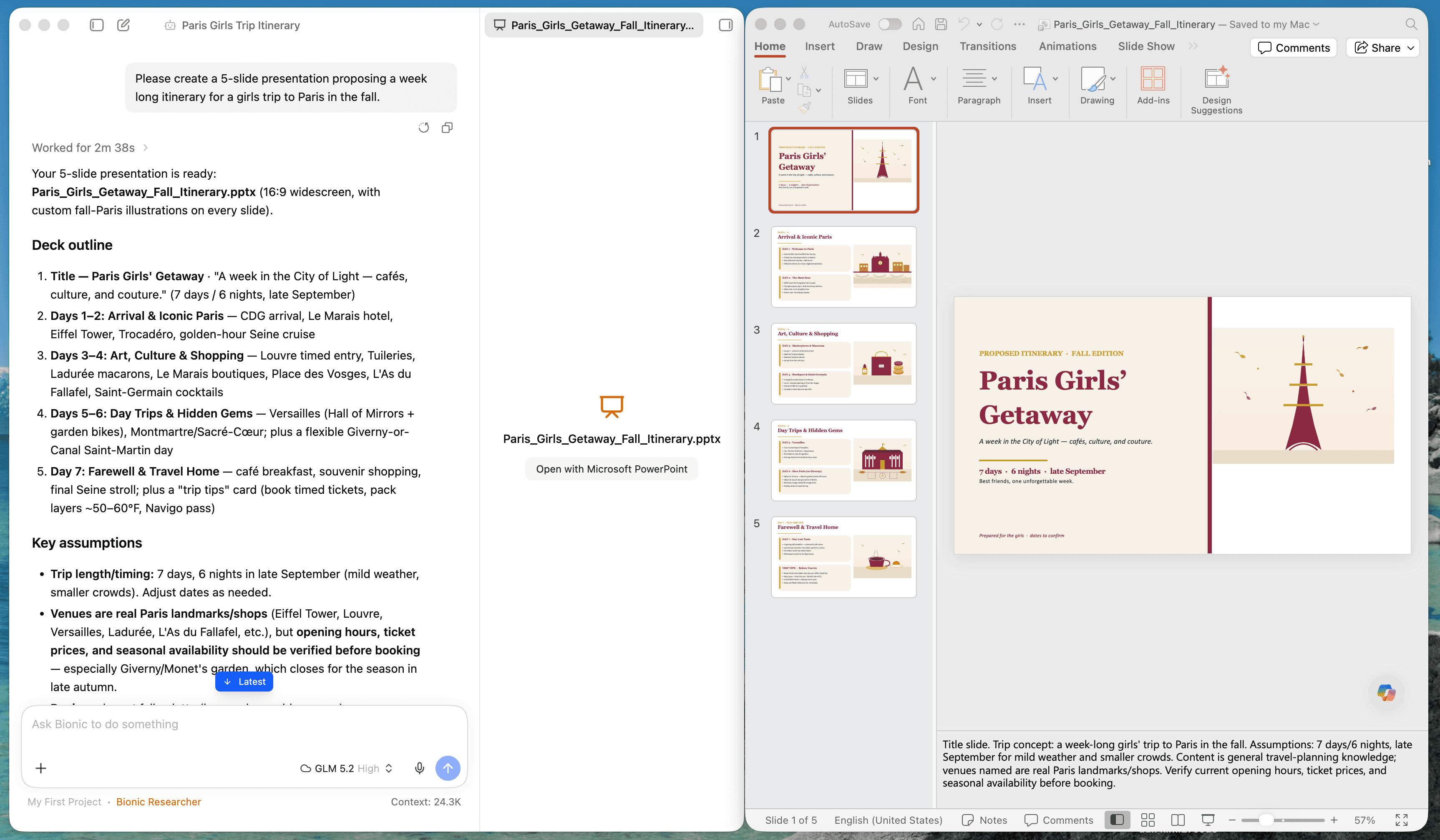 Captura de pantalla de las herramientas de documentos en un proyecto de trabajo