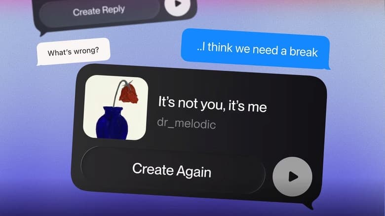 Graphic showing breakup text messages and an AI-generated song based on them