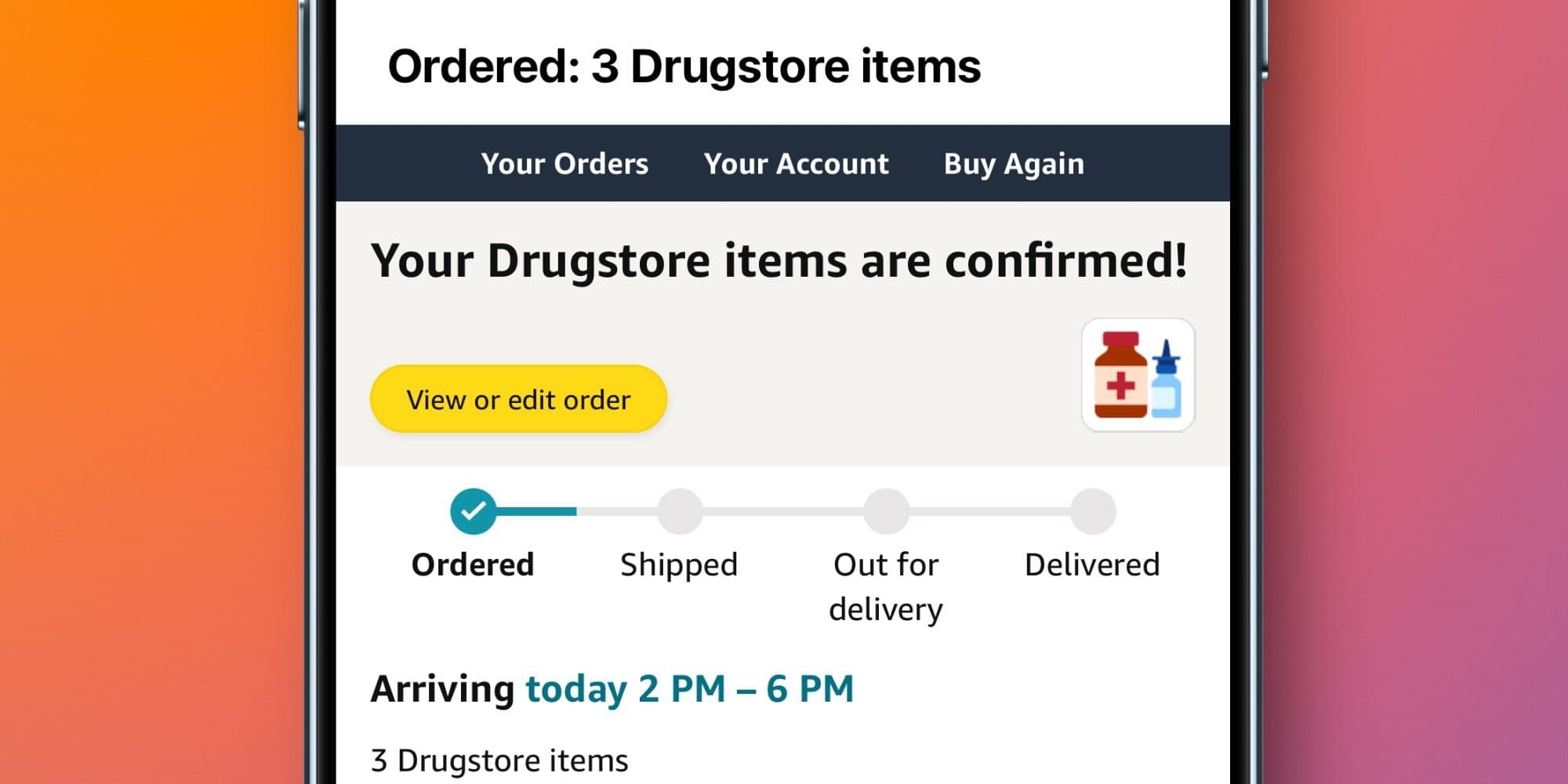 Amazon order email showing vague product categories
