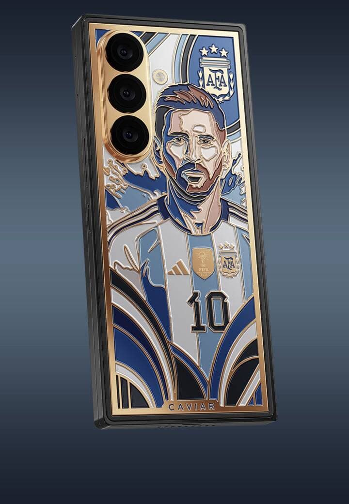 Caviar smartphone with a gold Messi design on the back panel