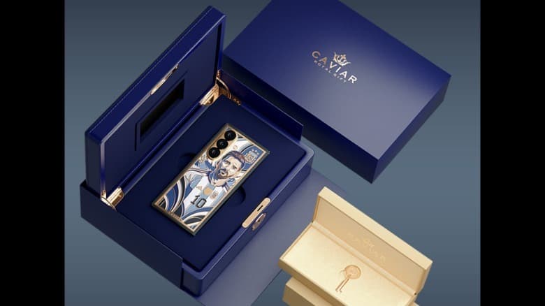 El embalaje personalizado de Caviar para el Galaxy Z Fold 8 Ultra de Lionel Messi.