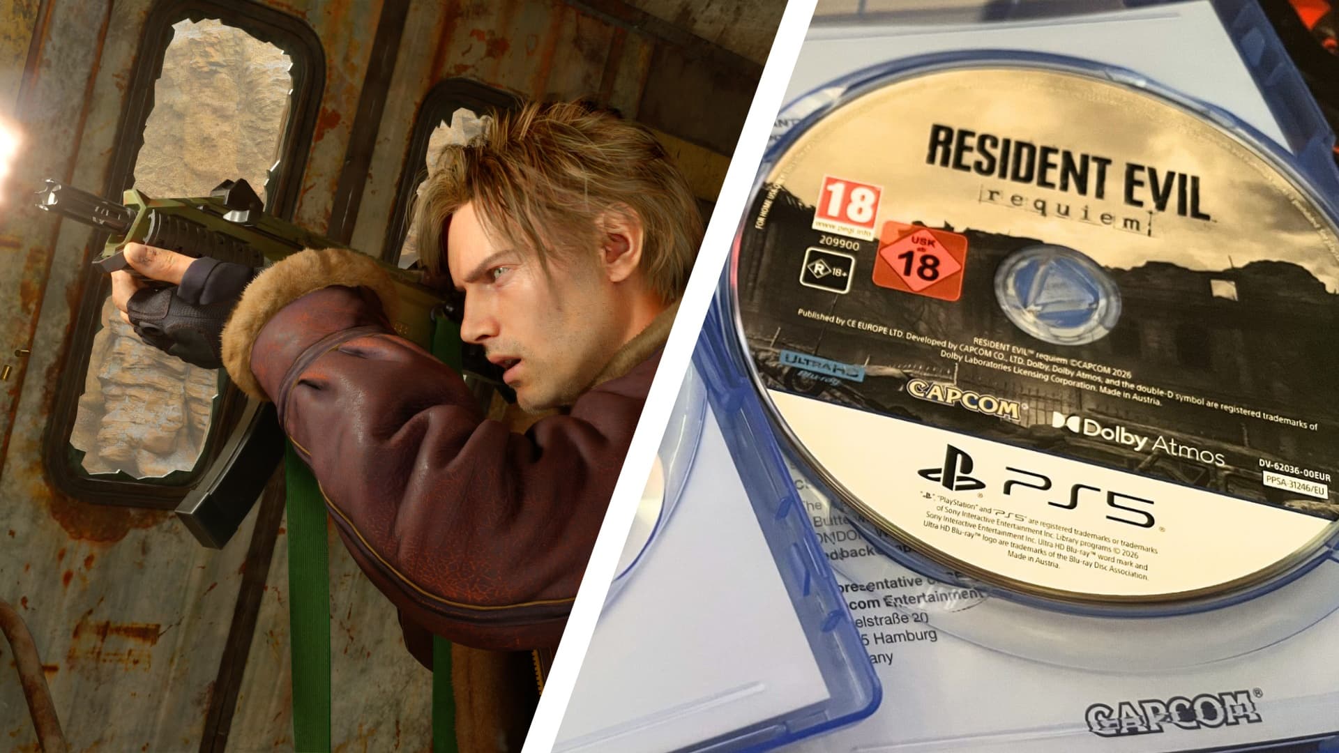 Captura de Resident Evil Requiem y disco del juego