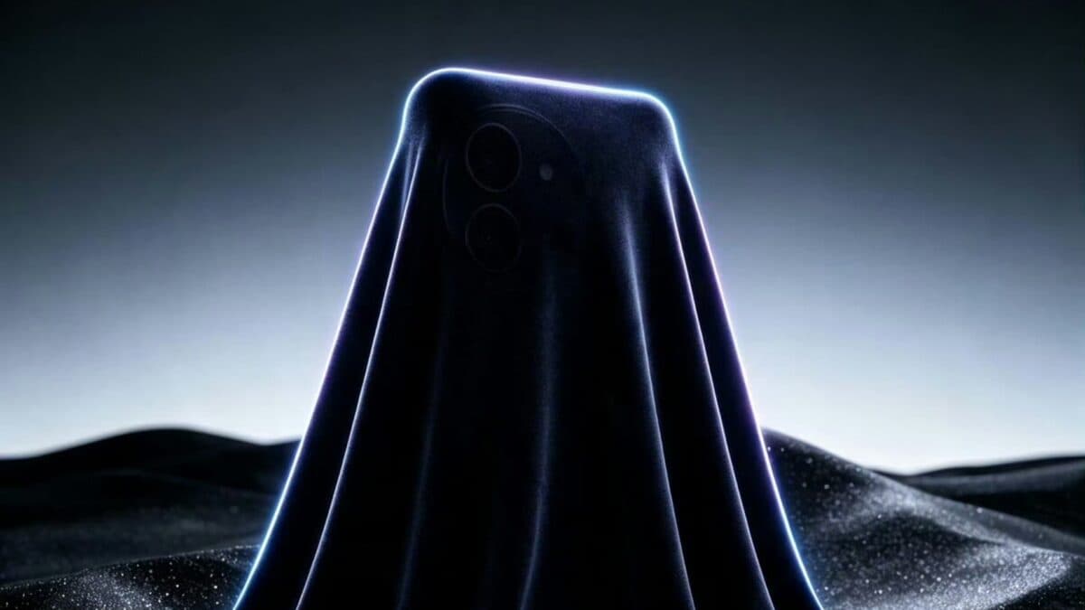 Flat black OnePlus 16 smartphone with three cameras