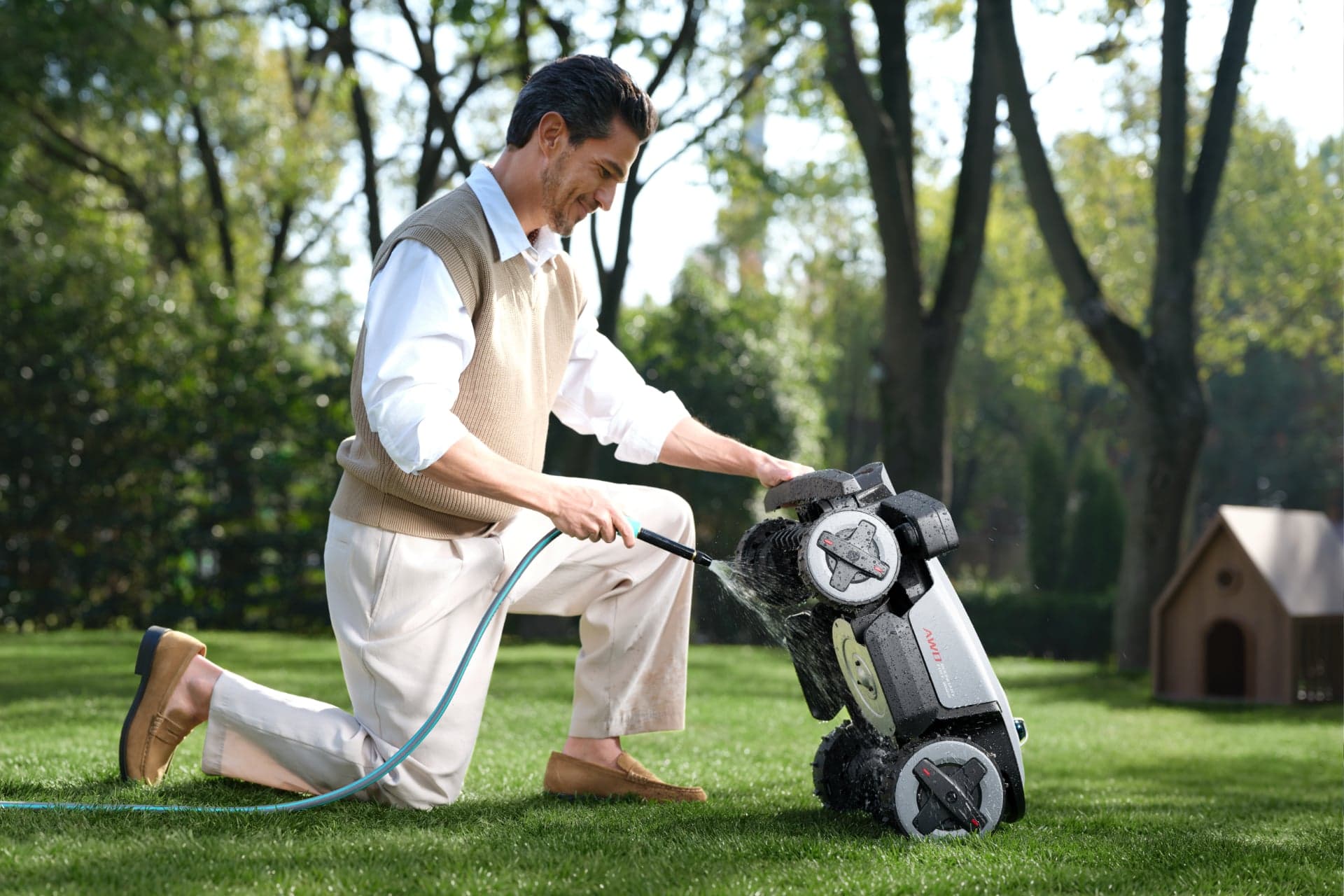 RockMow X120H siendo enjuagado
