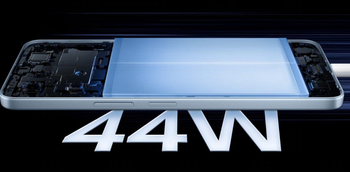 Internal components of the Vivo T5 Lite 44W 5G smartphone: battery and chips