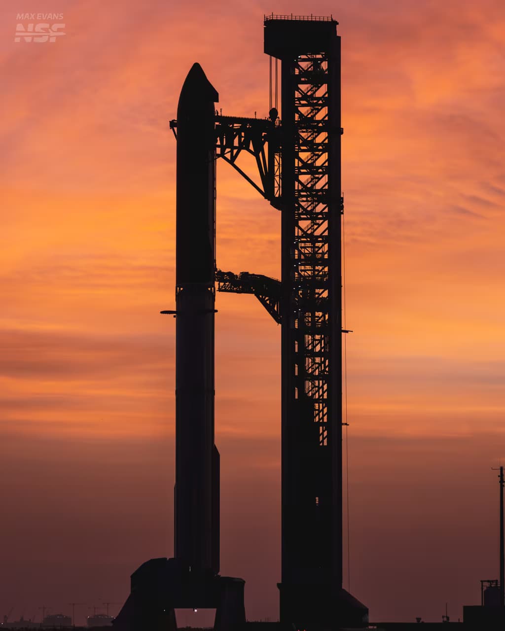Starship V3 awaits a nighttime launch at Starbase after the previous attempt was canceled