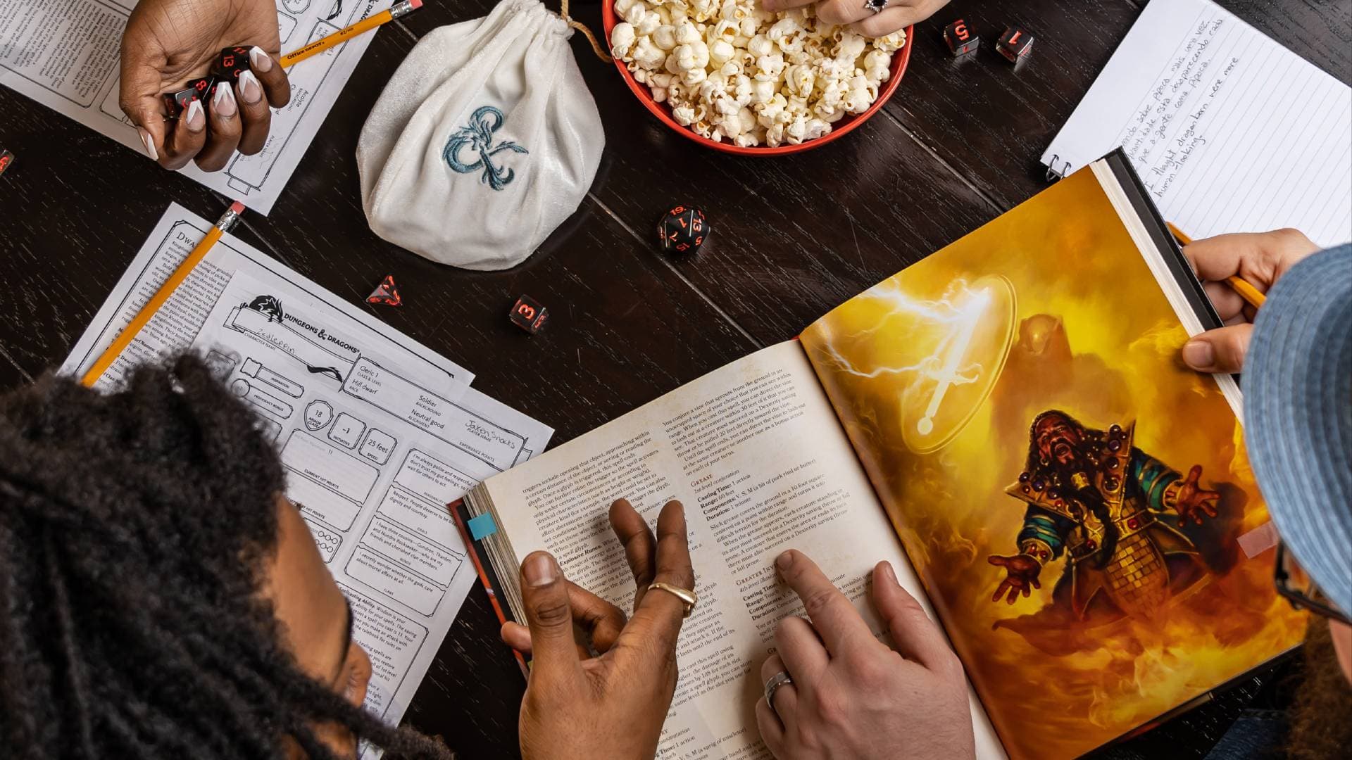 A Dungeons & Dragons book and players