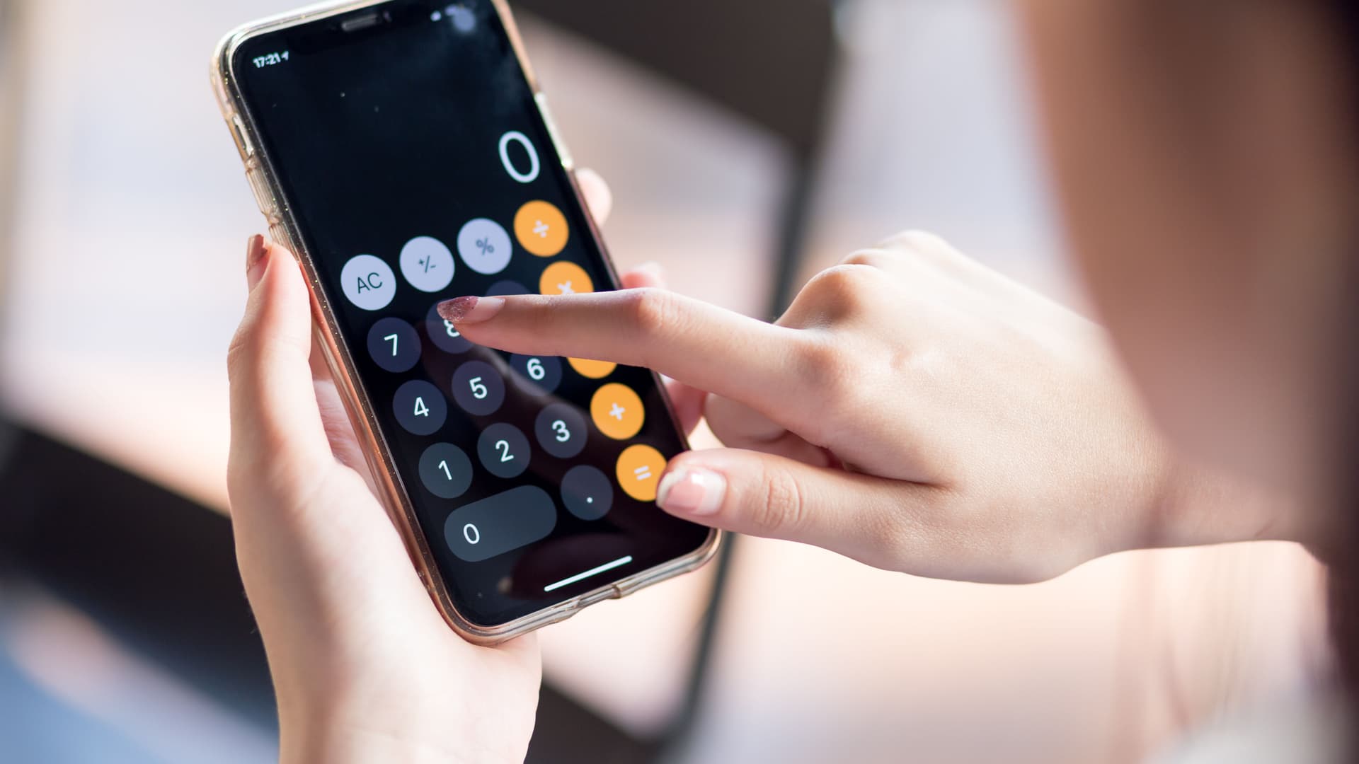 Calculator app on an iPhone.