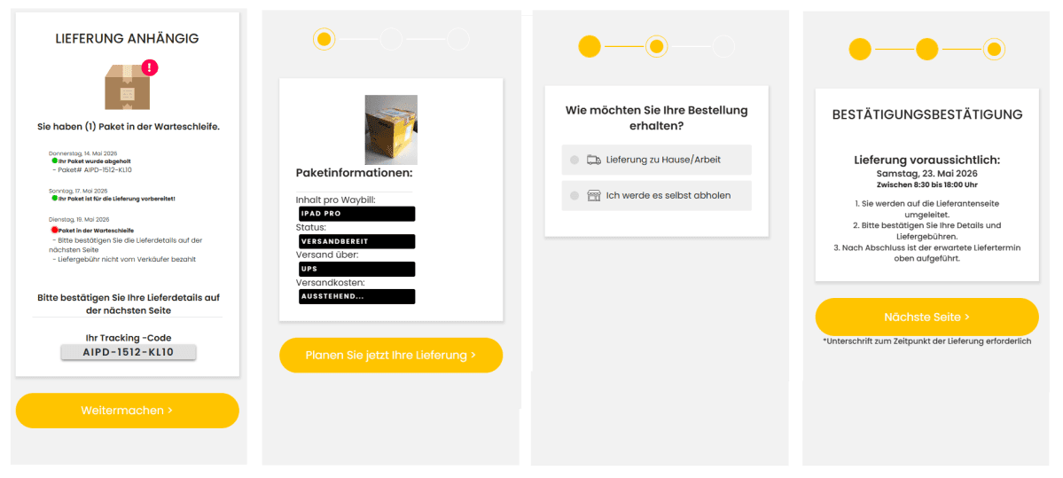 Four-step delivery phishing process — credit: Arne Arnold