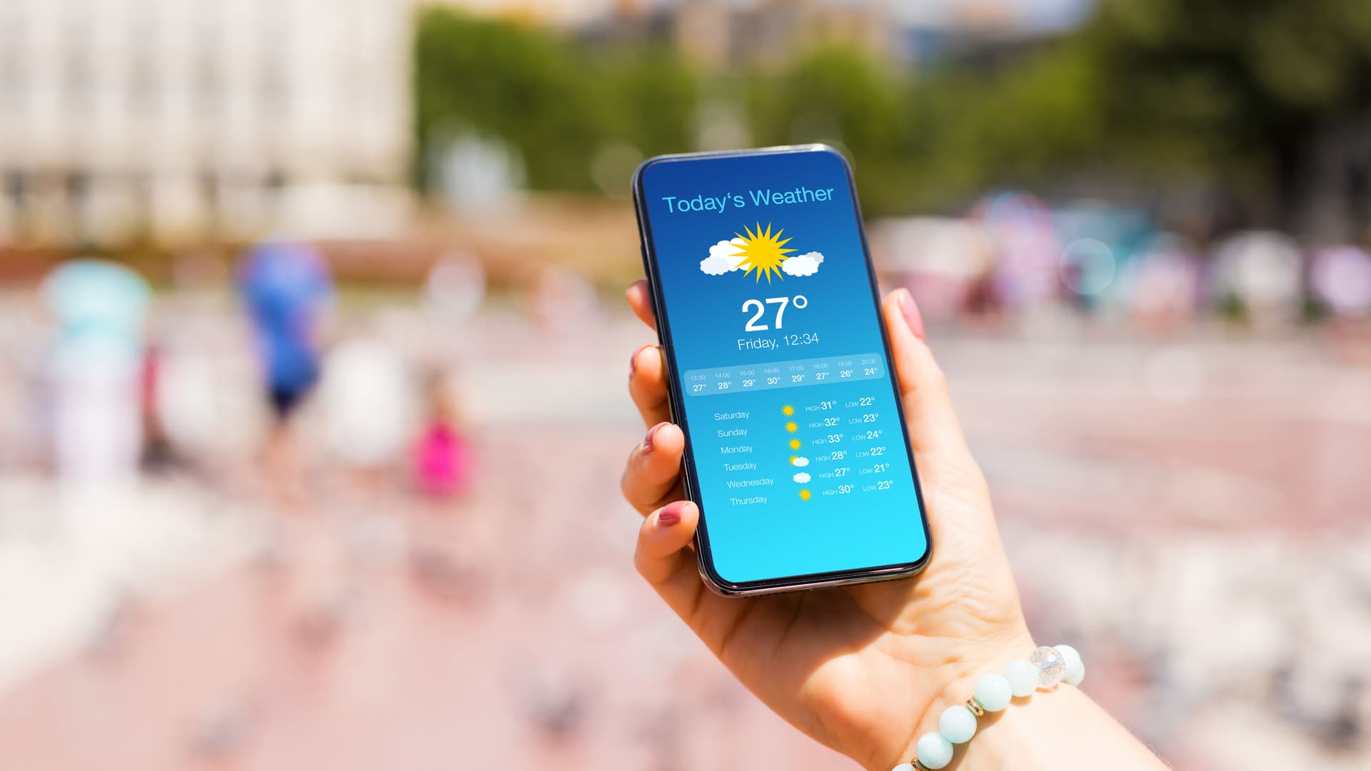 Weather app on an iPhone.