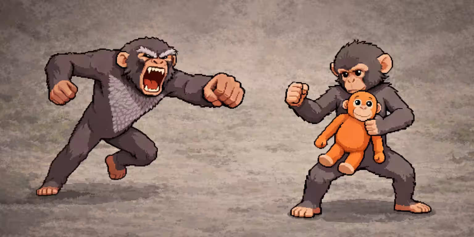 Gameplay of Zoo Fighter showing monkey protagonist