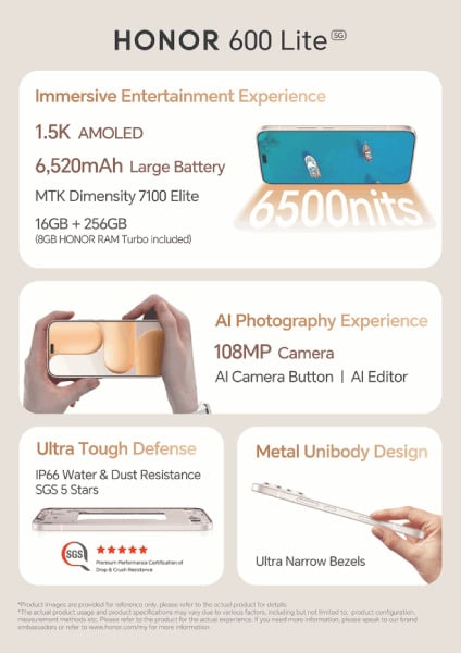 Honor 600 Lite side and rear design