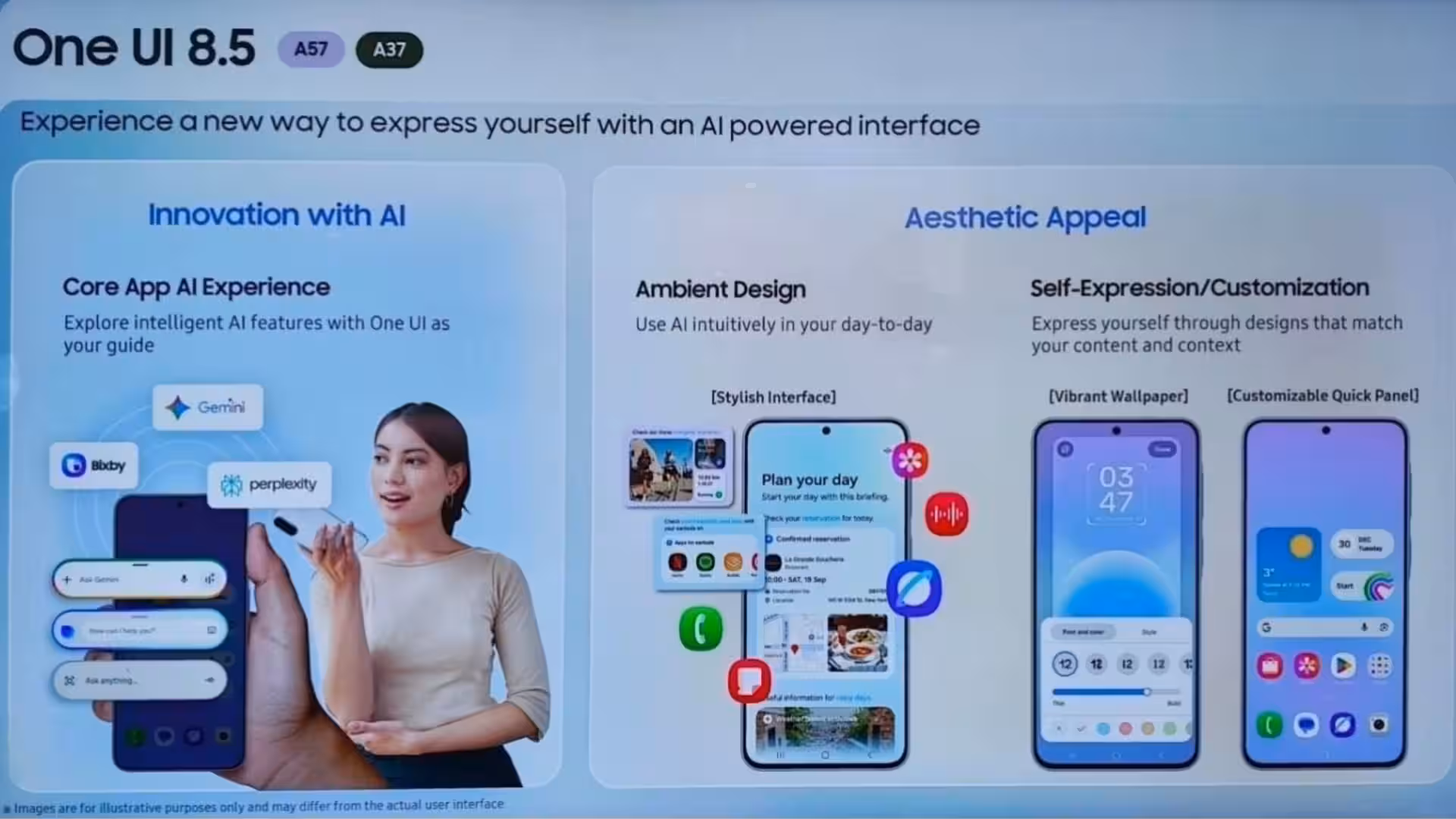 Samsung Galaxy A37 A57 One UI 8.5 Bixby Perplexity Now Brief Leak