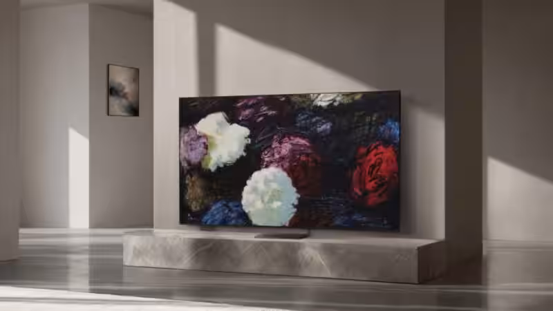 Samsung OLED TV displaying Art Basel Hong Kong 2026 artworks