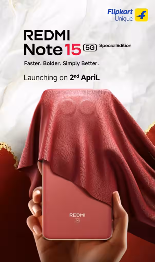 Redmi Note 15 SE teaser with centered camera island and curved display