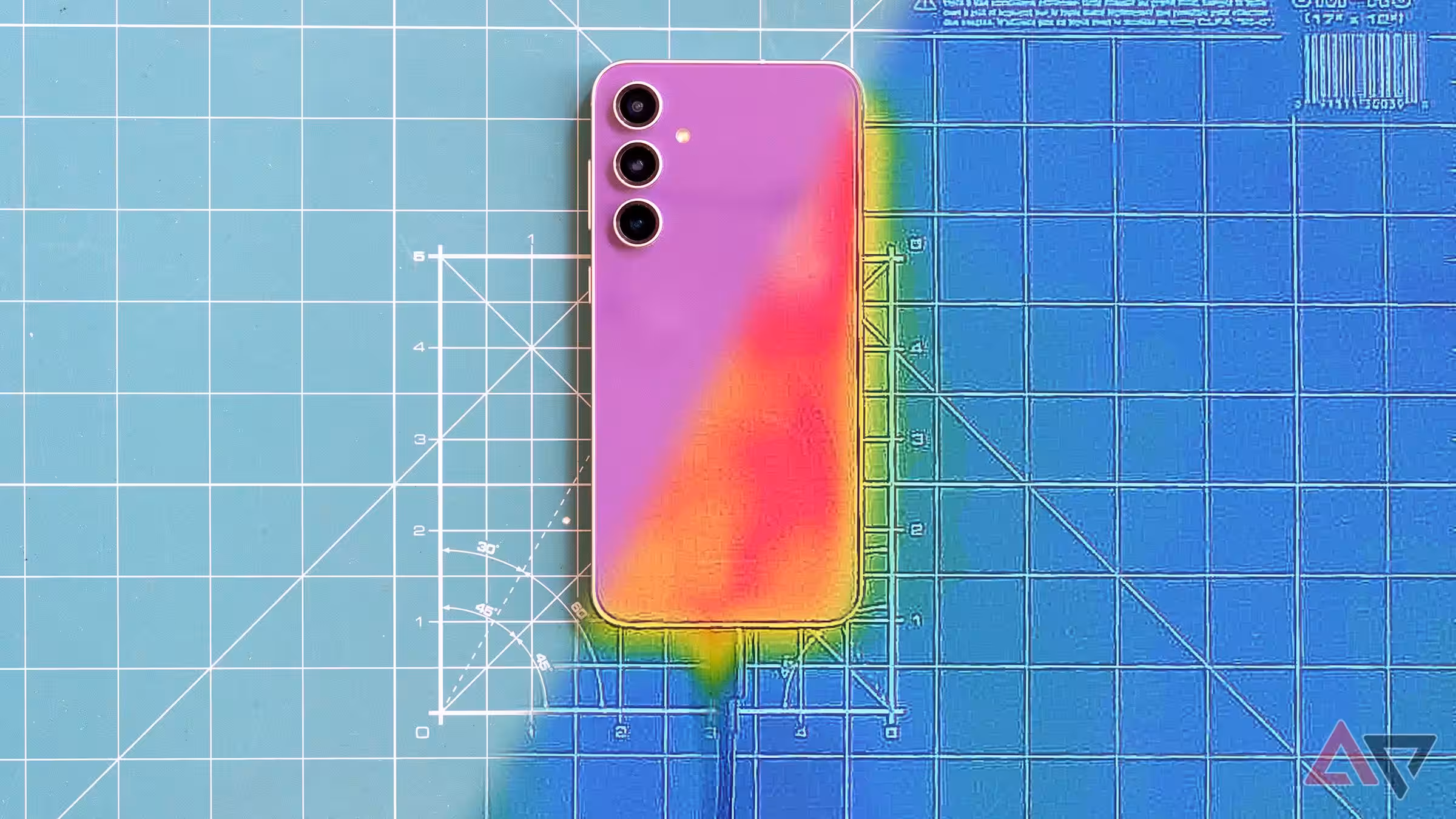 Android phone charging with thermal camera showing heat