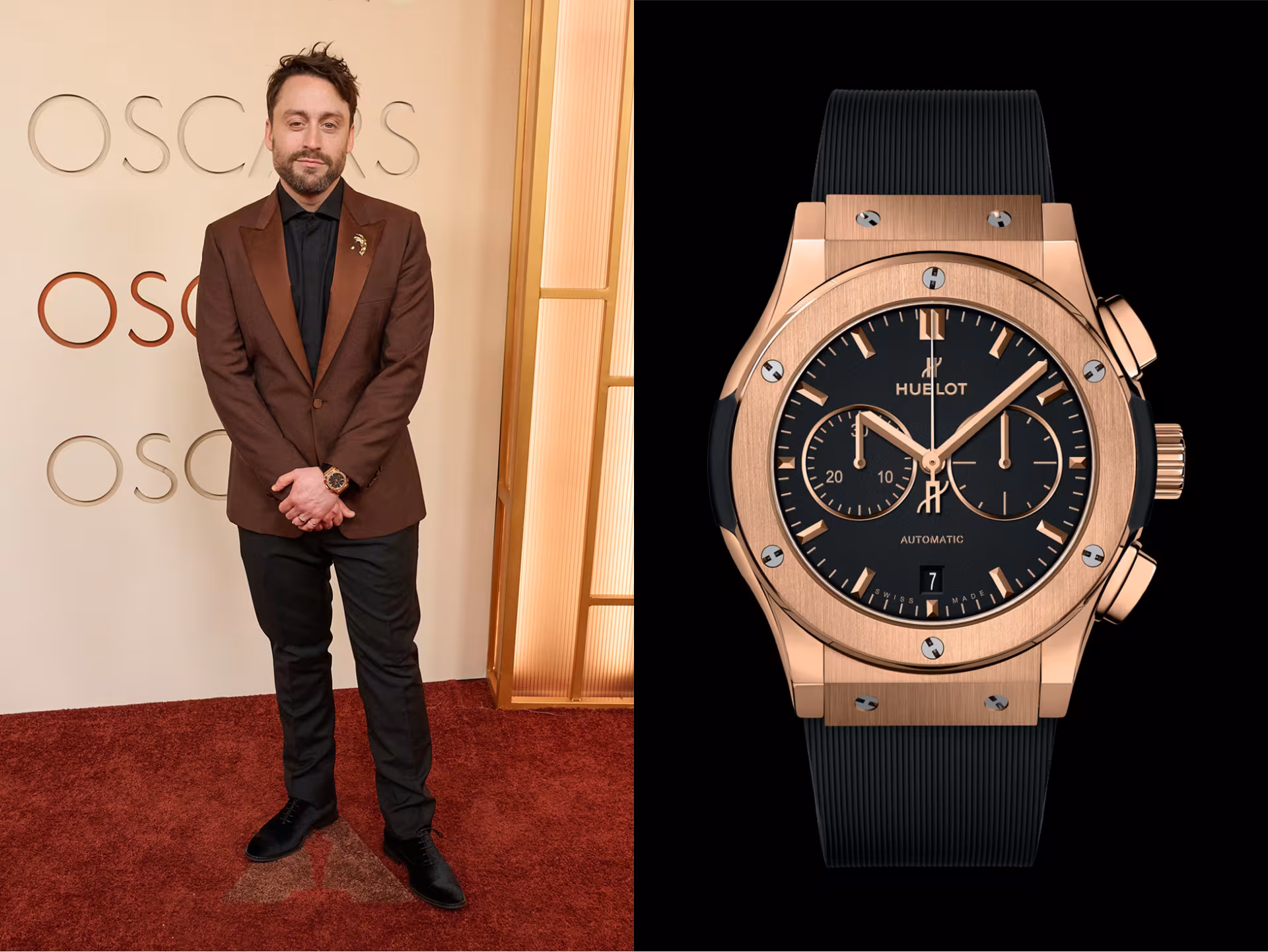 Kieran Culkin's Hublot Classic Fusion Chronograph King Gold 42