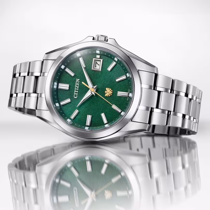 Citizen Eco-Drive 50th Anniversary watch with green washi paper dial