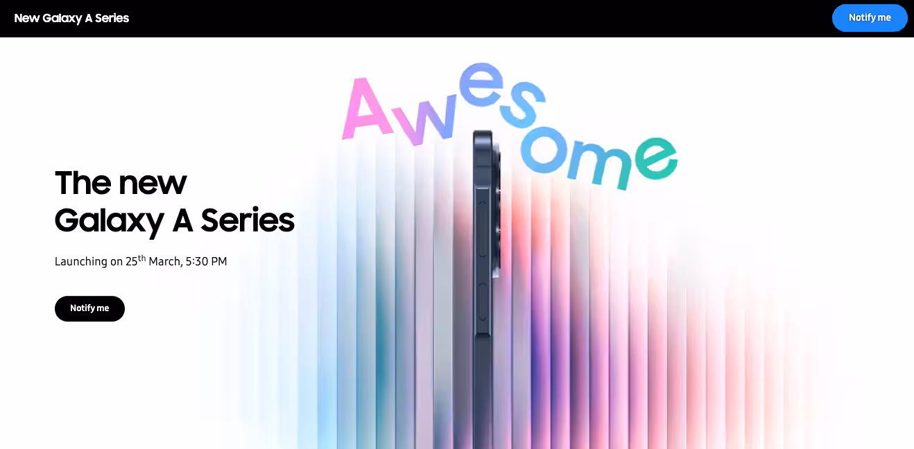 Samsung Galaxy A India landing page 2026