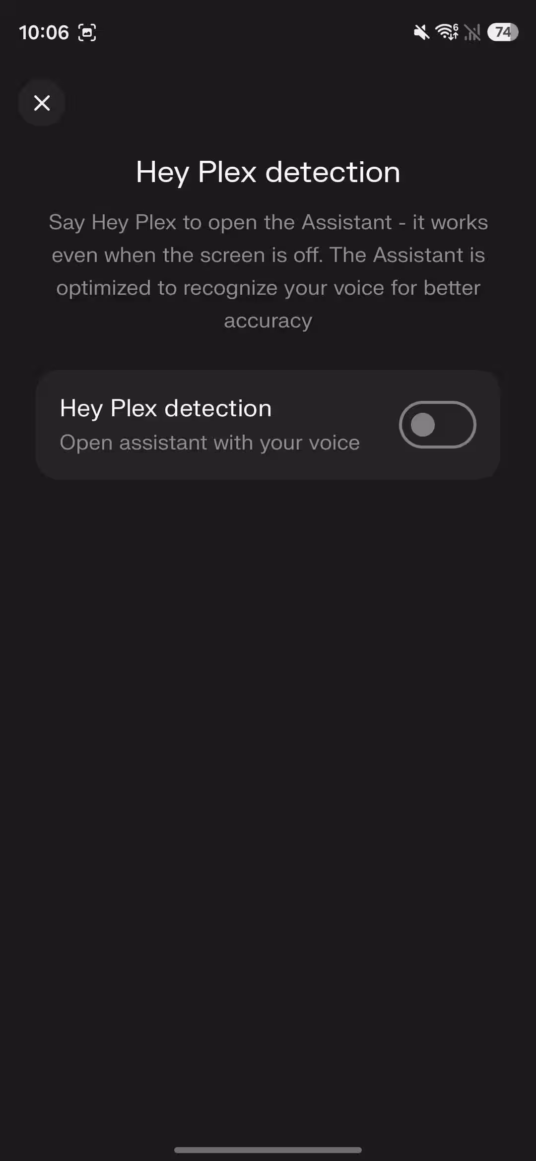 Hey Plex wake word screenshot