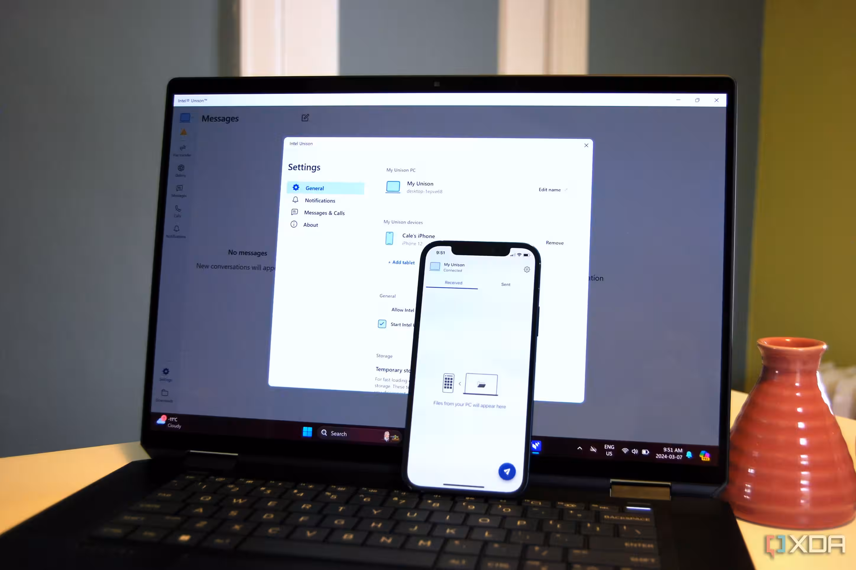 Intel Unison app working on a Spectre x360 and iPhone