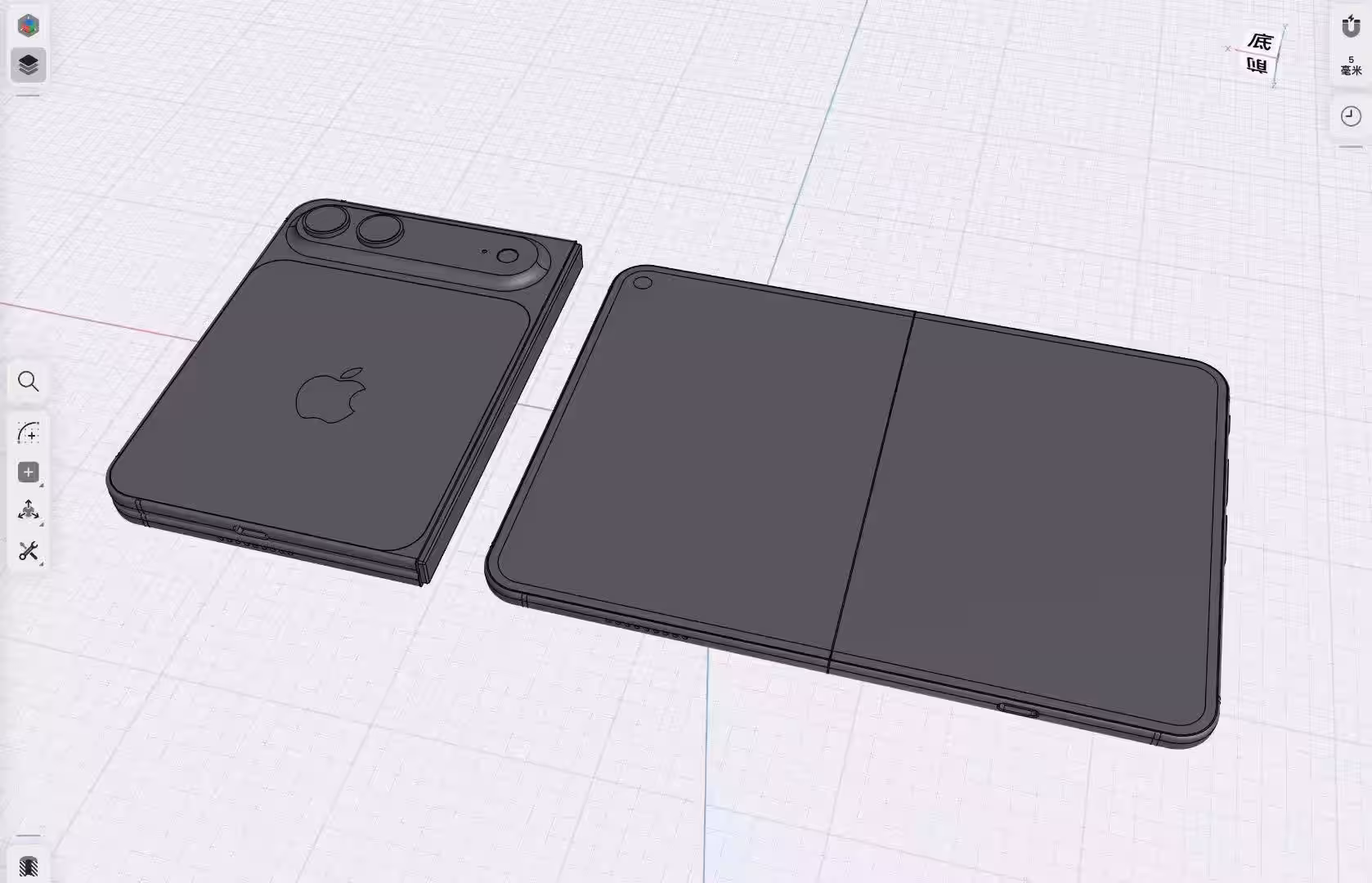 iPhone Fold opened CAD render