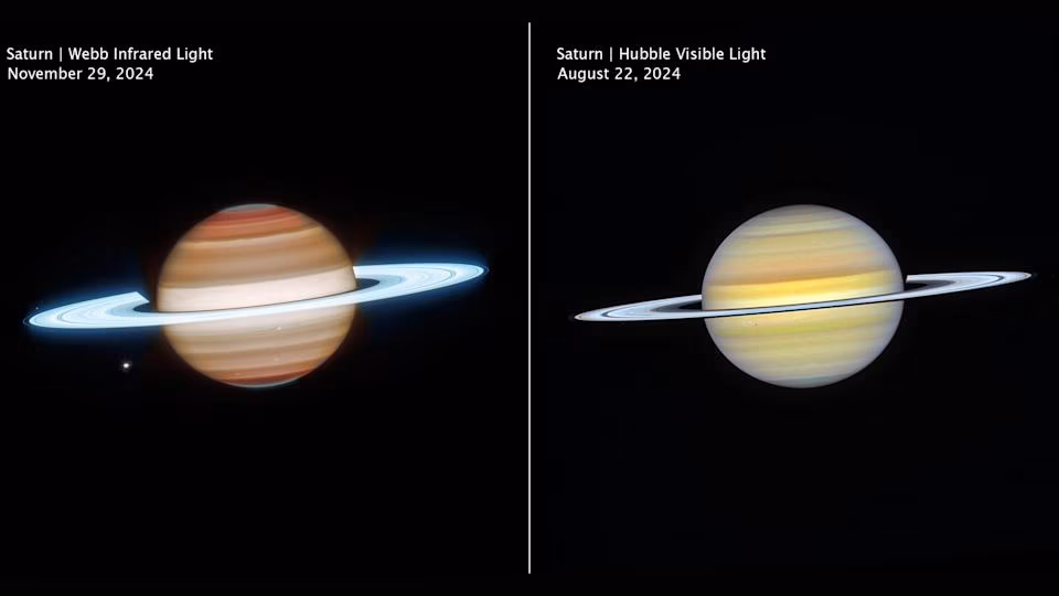 Saturn atmosphere images from James Webb and Hubble telescopes