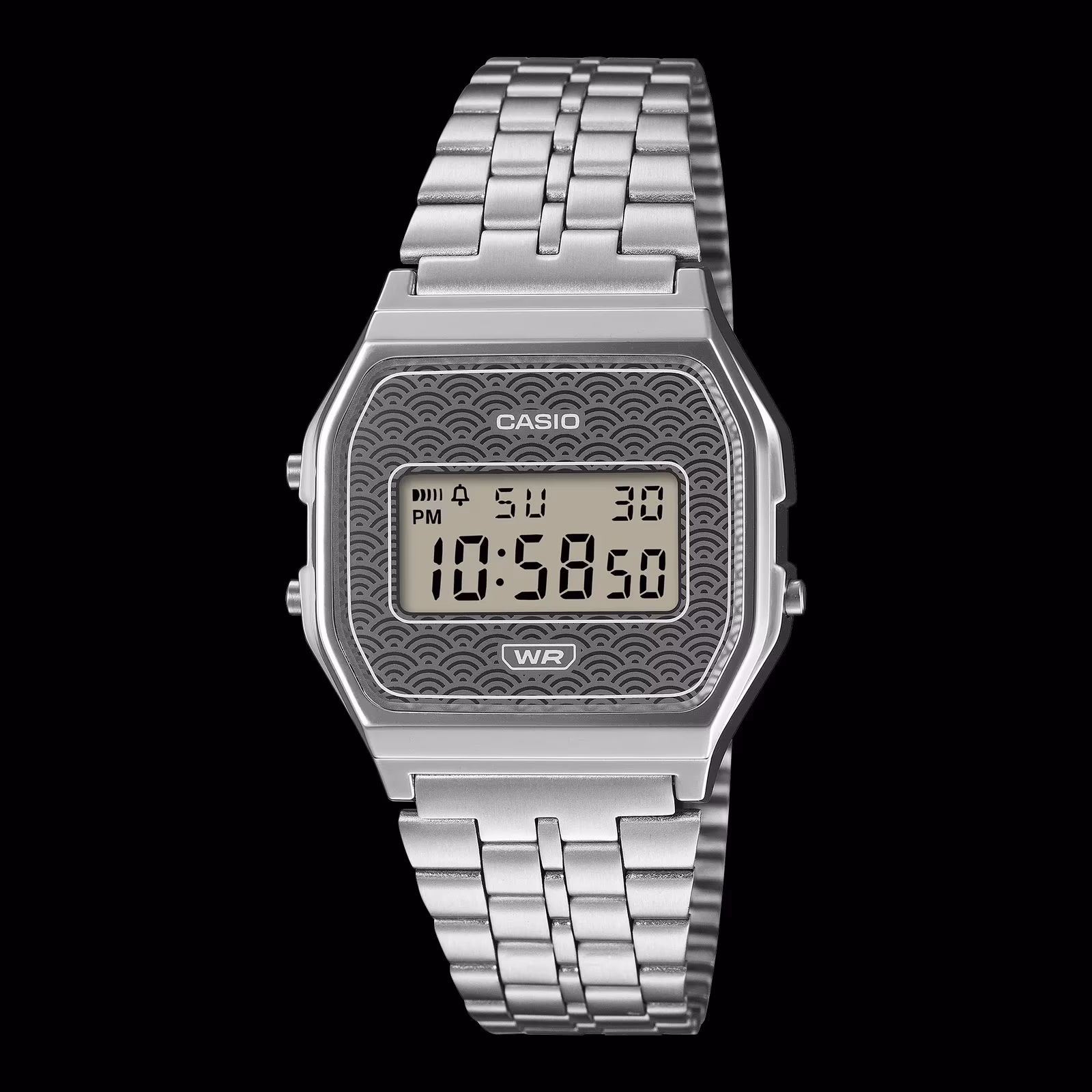 Casio A159 watch with Japanese Seigaiha pattern
