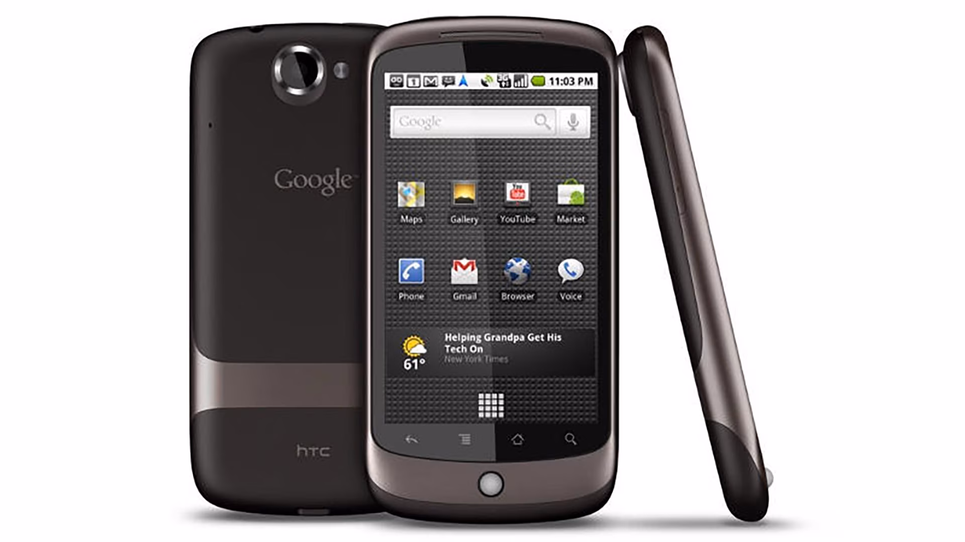 HTC smartphone with large display on white background