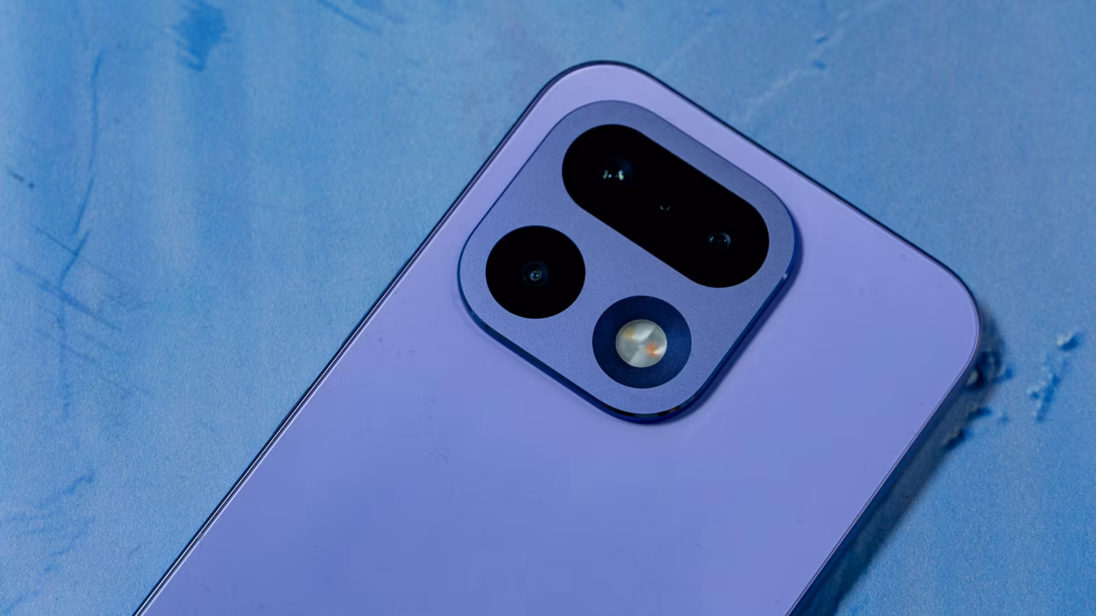 Realme 16 Pro 5G rear camera on blue background