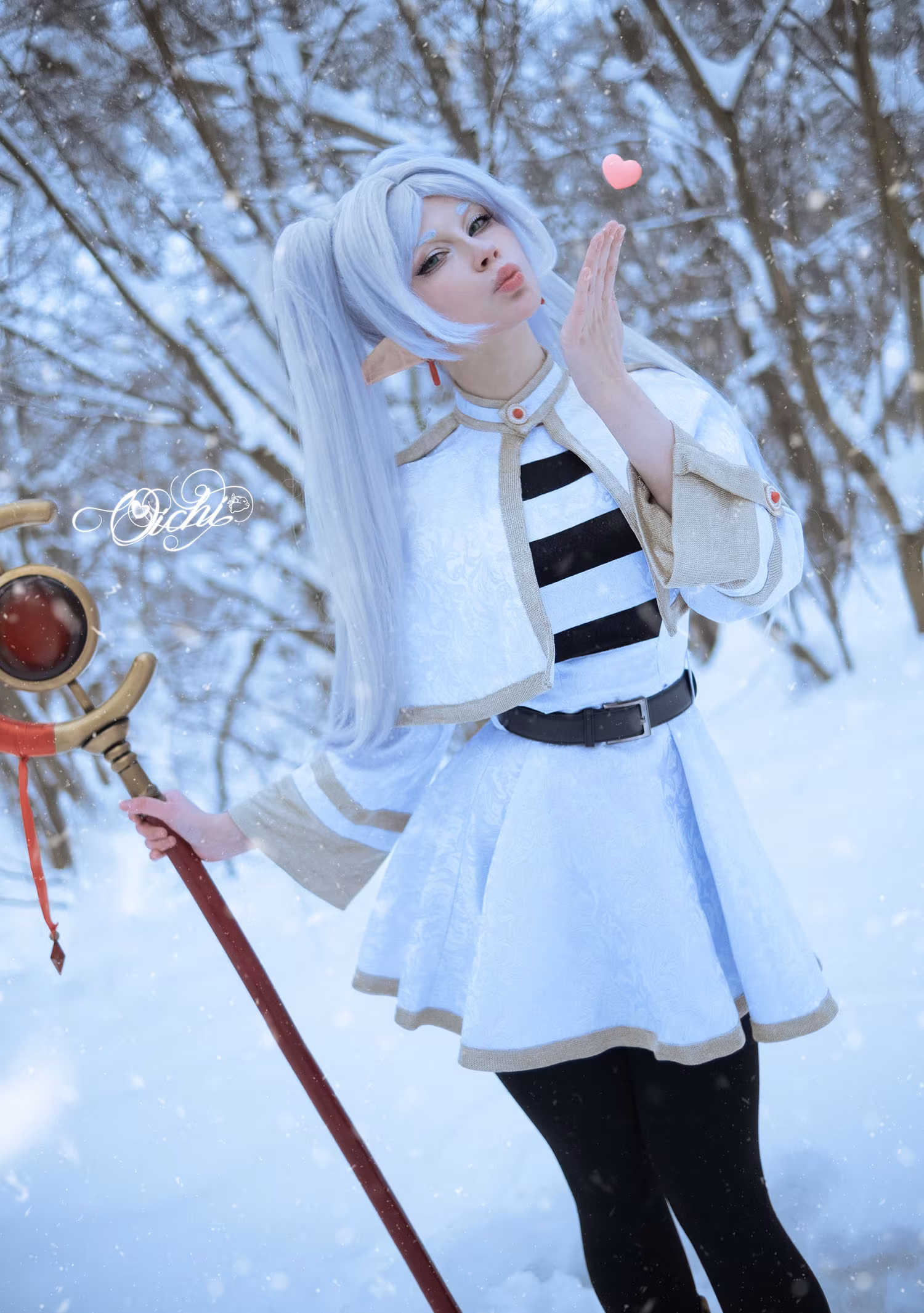 Cosplayer in anime character outfit