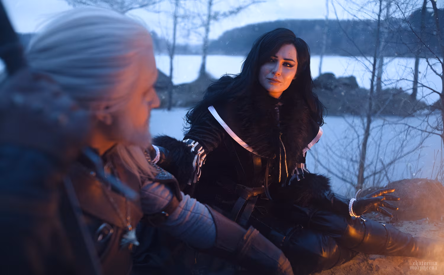 Two characters in snowy outdoor setting