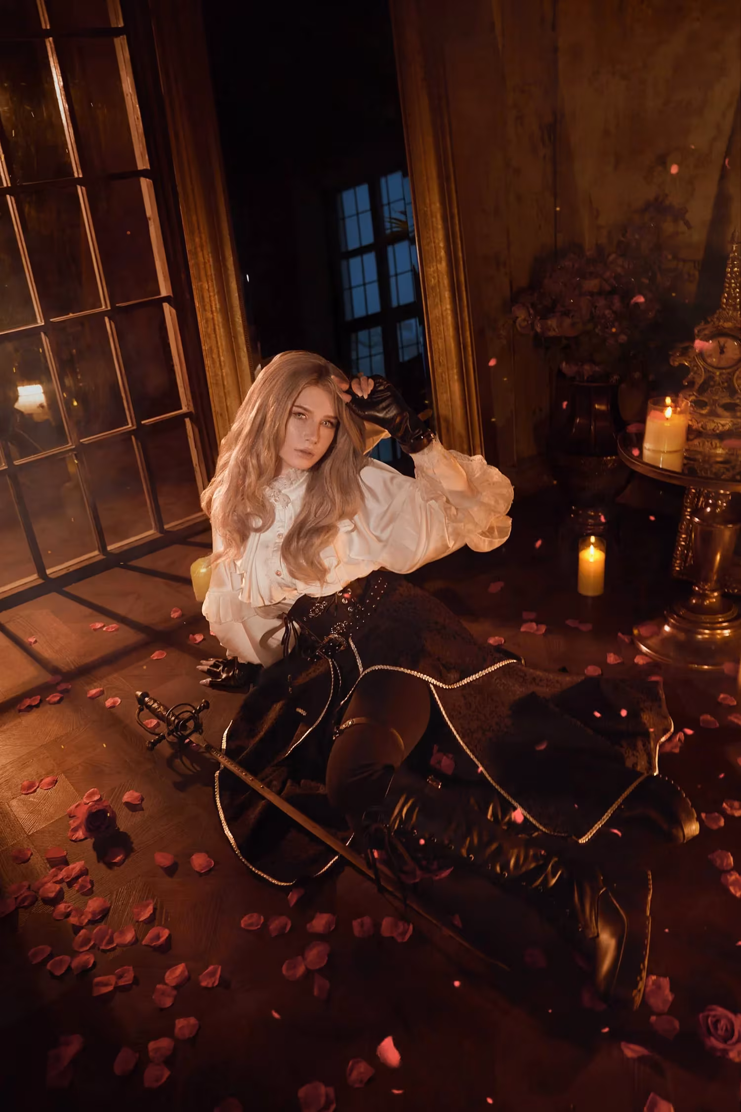 Cosplay of a woman in vintage style outfit