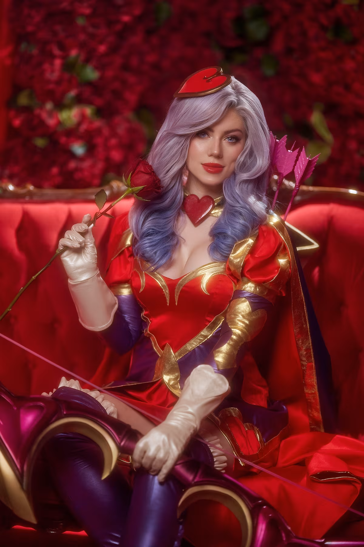 KamikoZero dressed as Heartseeker Ashe from League of Legends