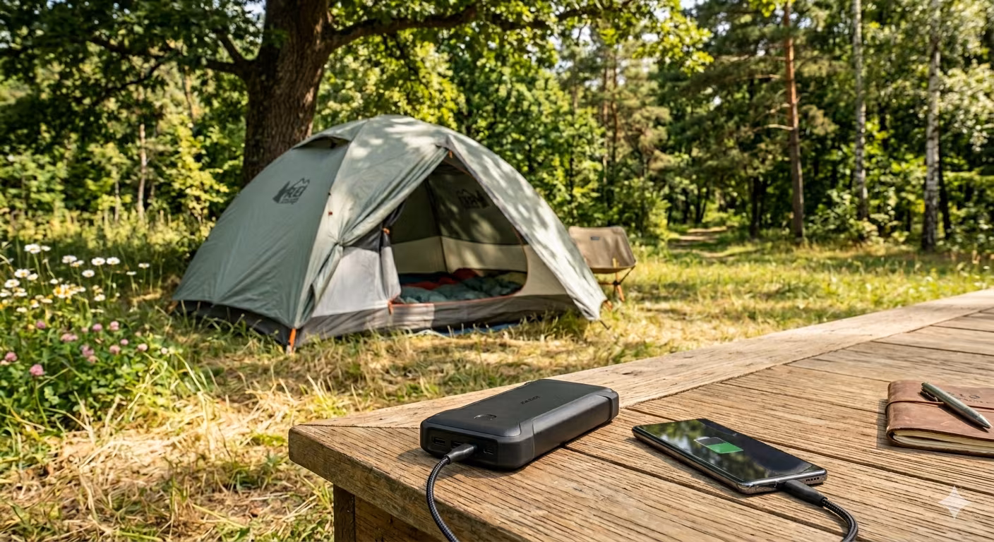Portable charger in use outdoors