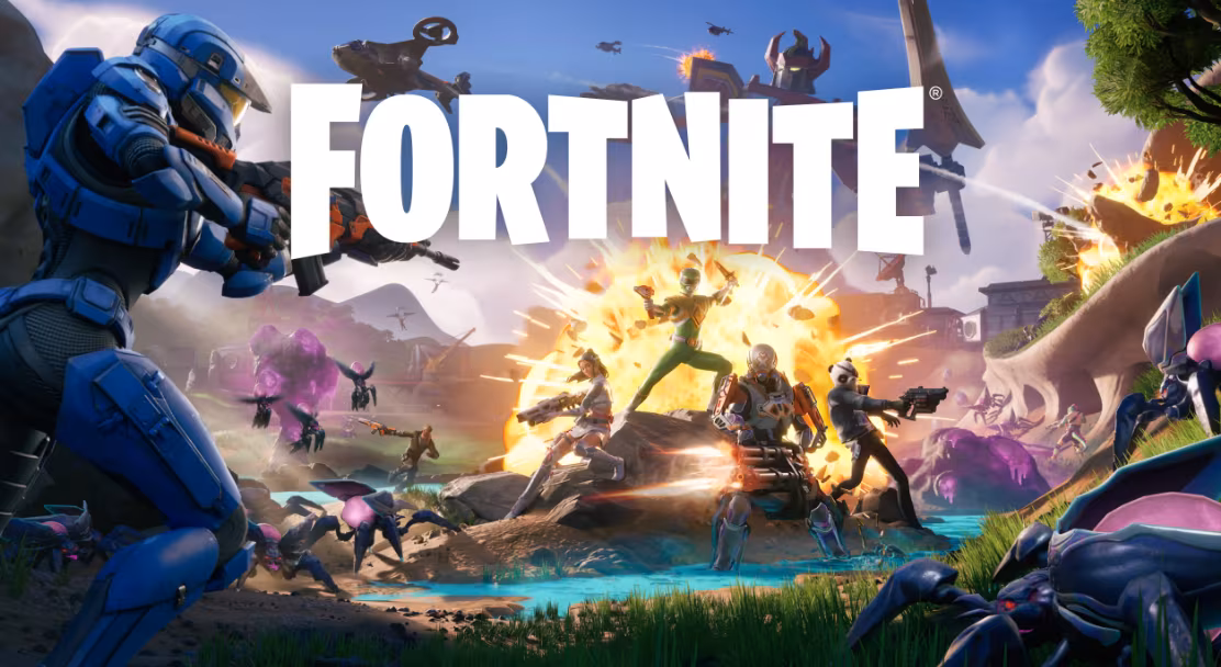 Fortnite players battling in-game