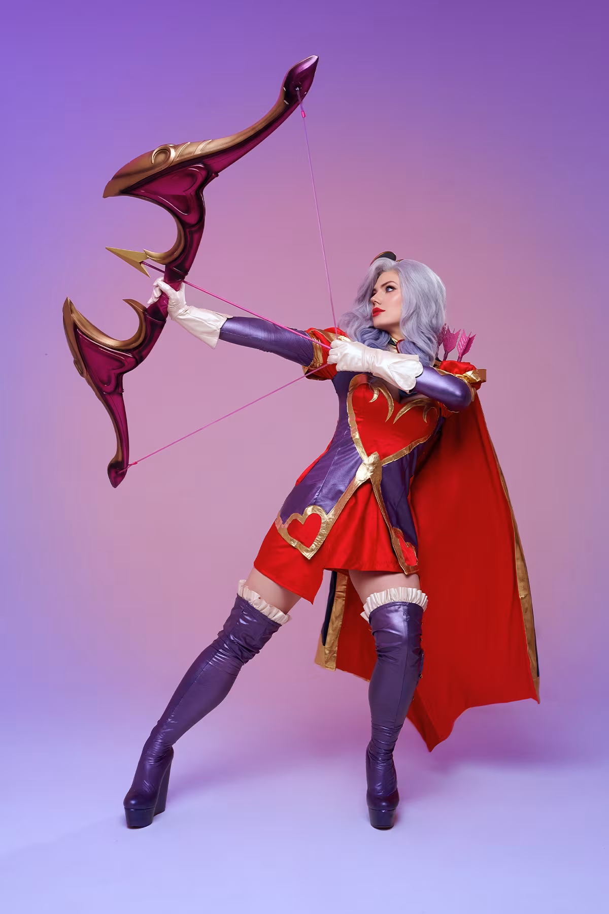 KamikoZero cosplaying Heartseeker Ashe from League of Legends